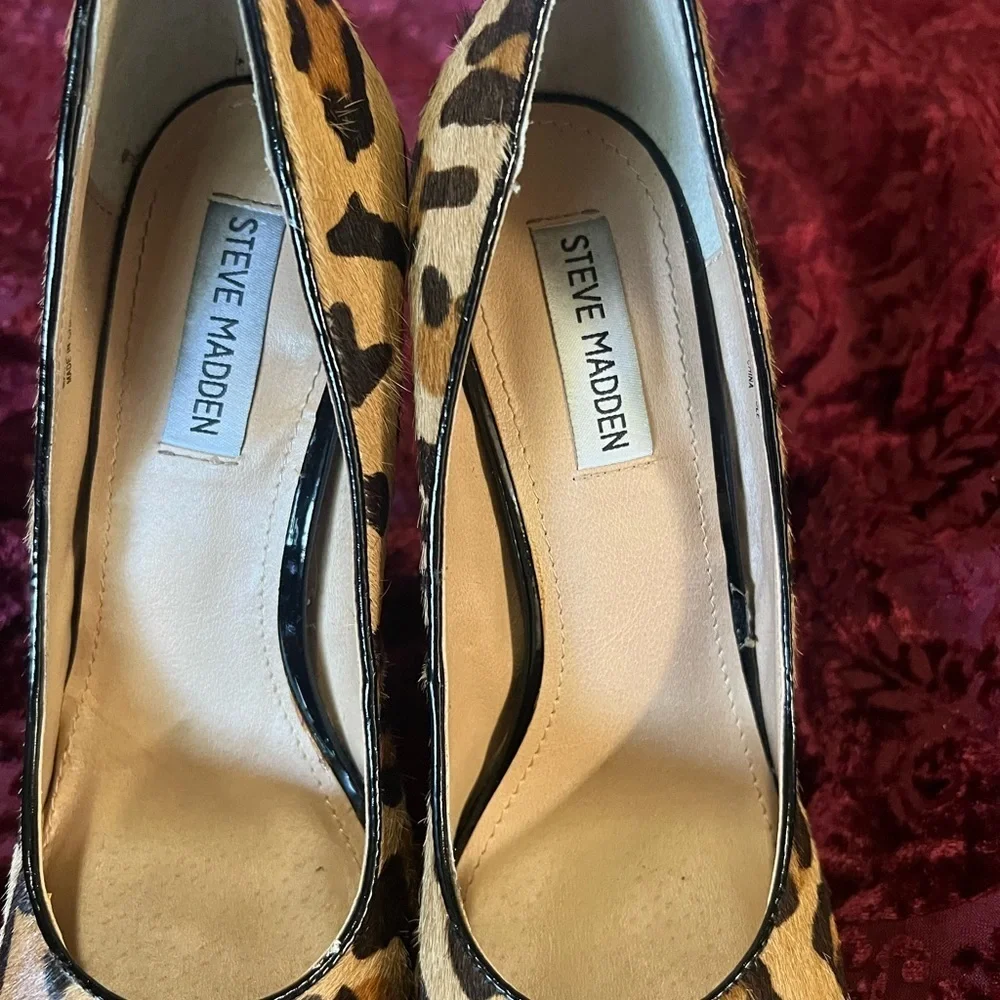 Steve Madden Leopard Print Platform Pumps - Tan, Black, Brown